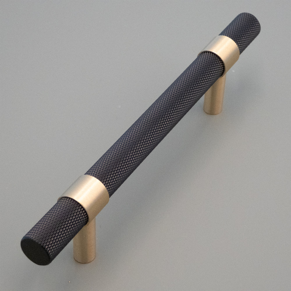 
                  
                    Knurled Black and Gold - Solid Brass Pulls, Knurled Cabinet Handles, Kitchen Cabinet Hardware
                  
                
