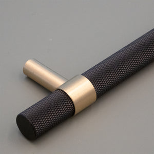 
                  
                    Knurled Black and Gold - Solid Brass Pulls, Knurled Cabinet Handles, Kitchen Cabinet Hardware
                  
                