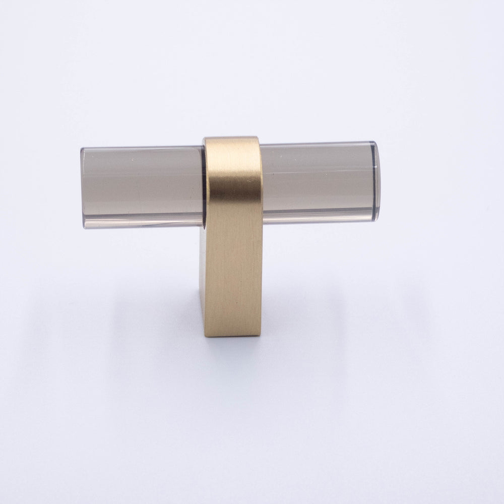 
                  
                    Zeno - Acrylic Gray and Brass Cabinet Knobs and Drawer Pulls
                  
                