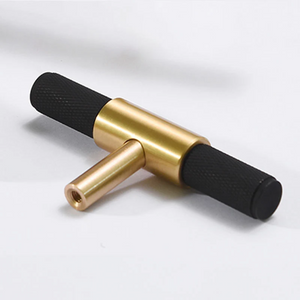 
                  
                    Knurled Black and Gold - Solid Brass Pulls, Knurled Cabinet Handles, Kitchen Cabinet Hardware
                  
                