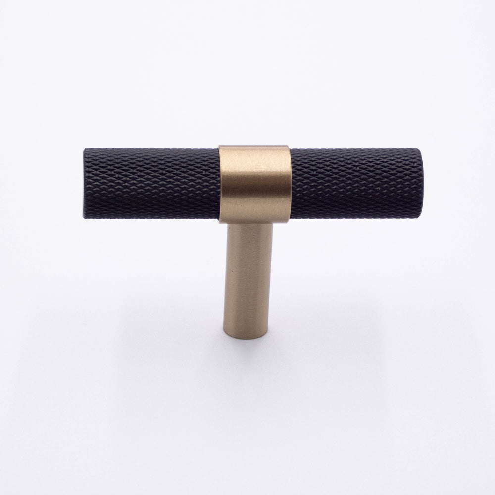 
                  
                    Nyx - Black and Satin Brass Textured Cabinet T-Bar and Pull
                  
                