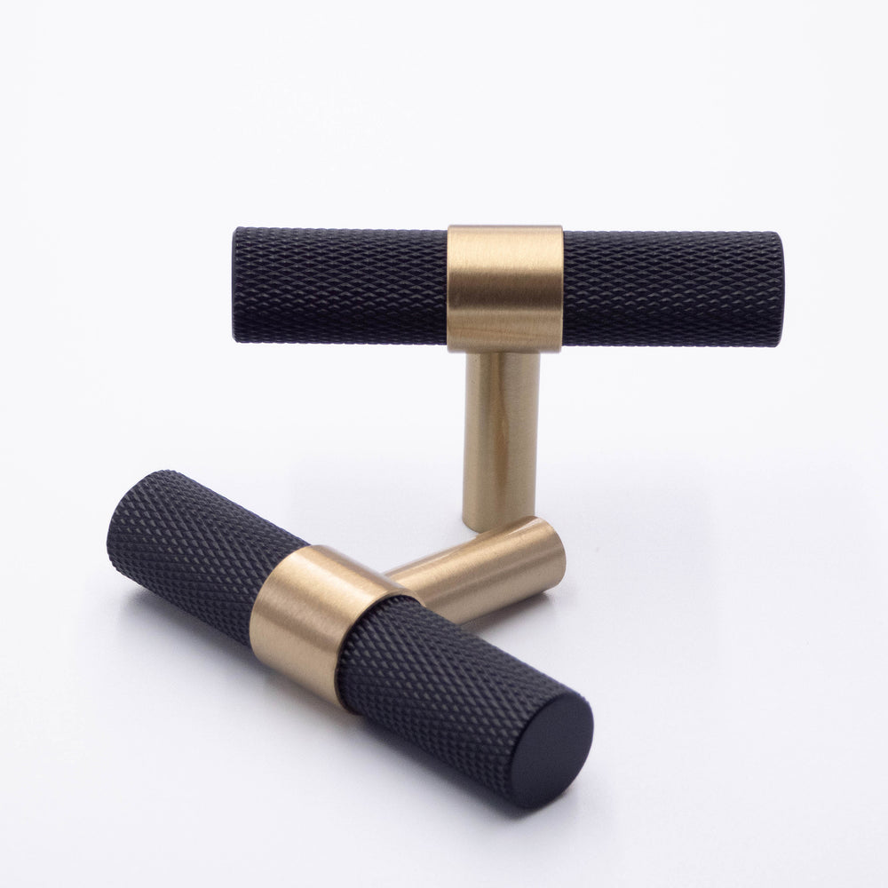 Black and Gold Knurled - Brass Pulls