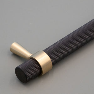 
                  
                    Asta - Black and Satin Brass Knurled Cabinet Knobs and Drawer Pulls
                  
                