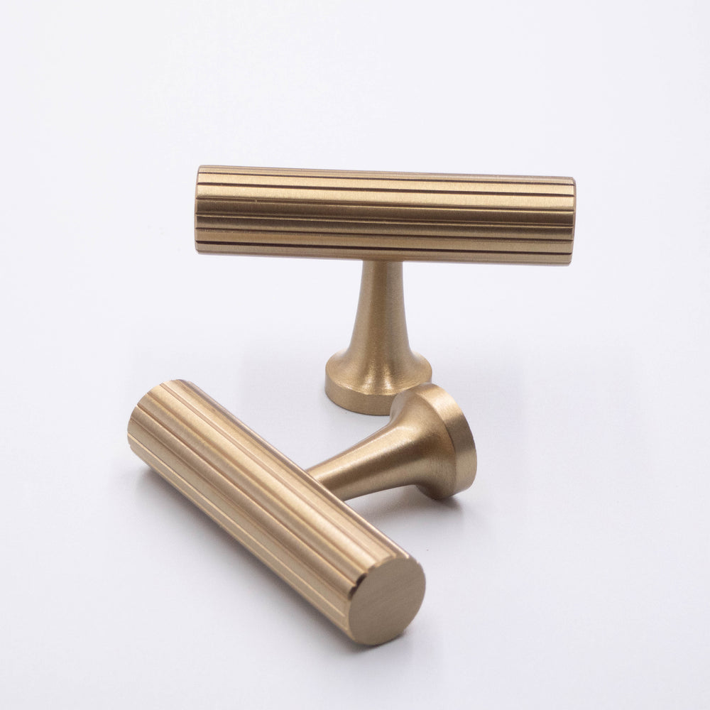 Modern Solid Satin Stripped -  Solid Brass Drawer Pulls and Knobs Cabinet Handles, Kitchen Hardware