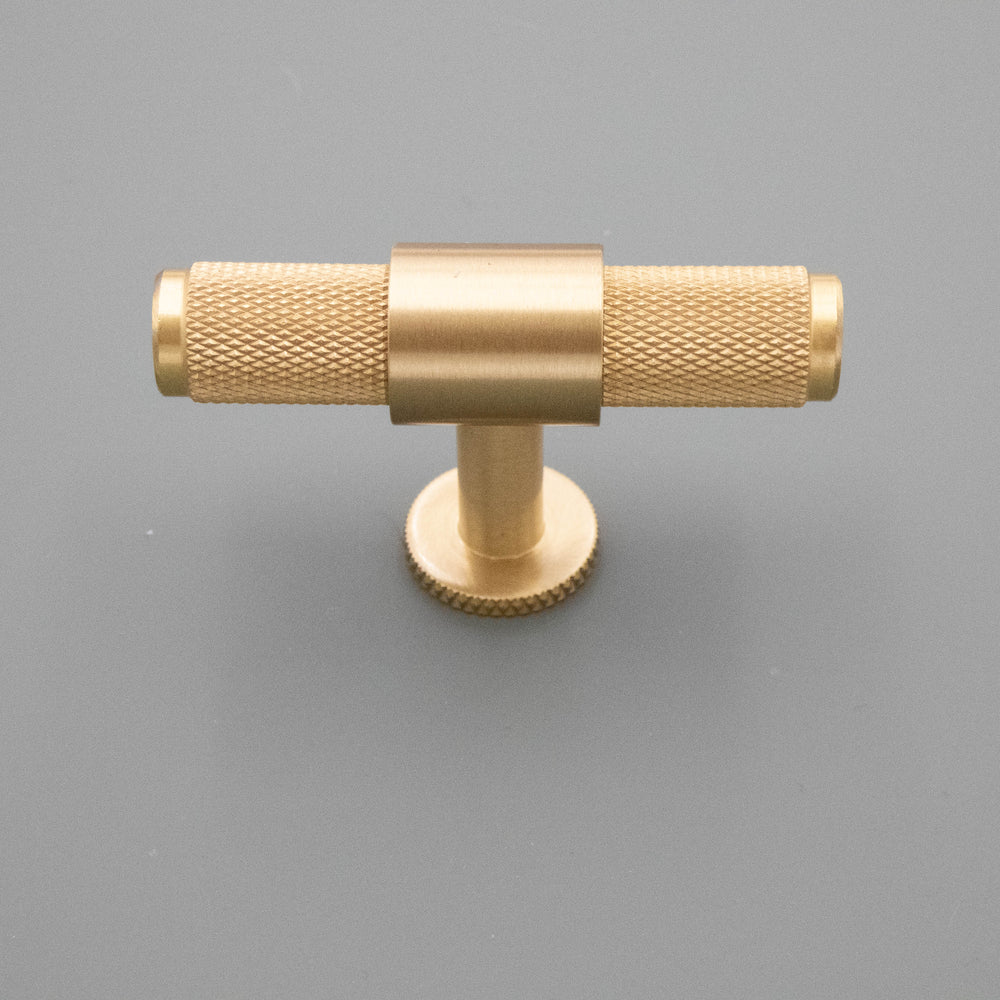 
                  
                    Karl - Knurled Brass Cabinet T-Bar and  Pull with Round Base
                  
                