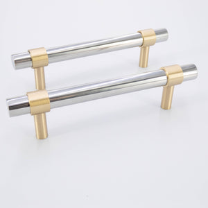 
                  
                    Modern Stainless Steel and Brass Cabinet Pull, Furniture Hardware
                  
                