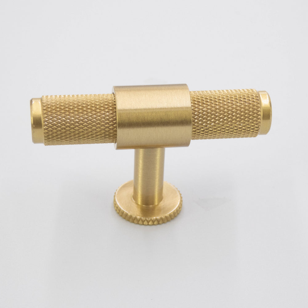 
                  
                    Karl - Knurled Brass Cabinet T-Bar and  Pull with Round Base
                  
                