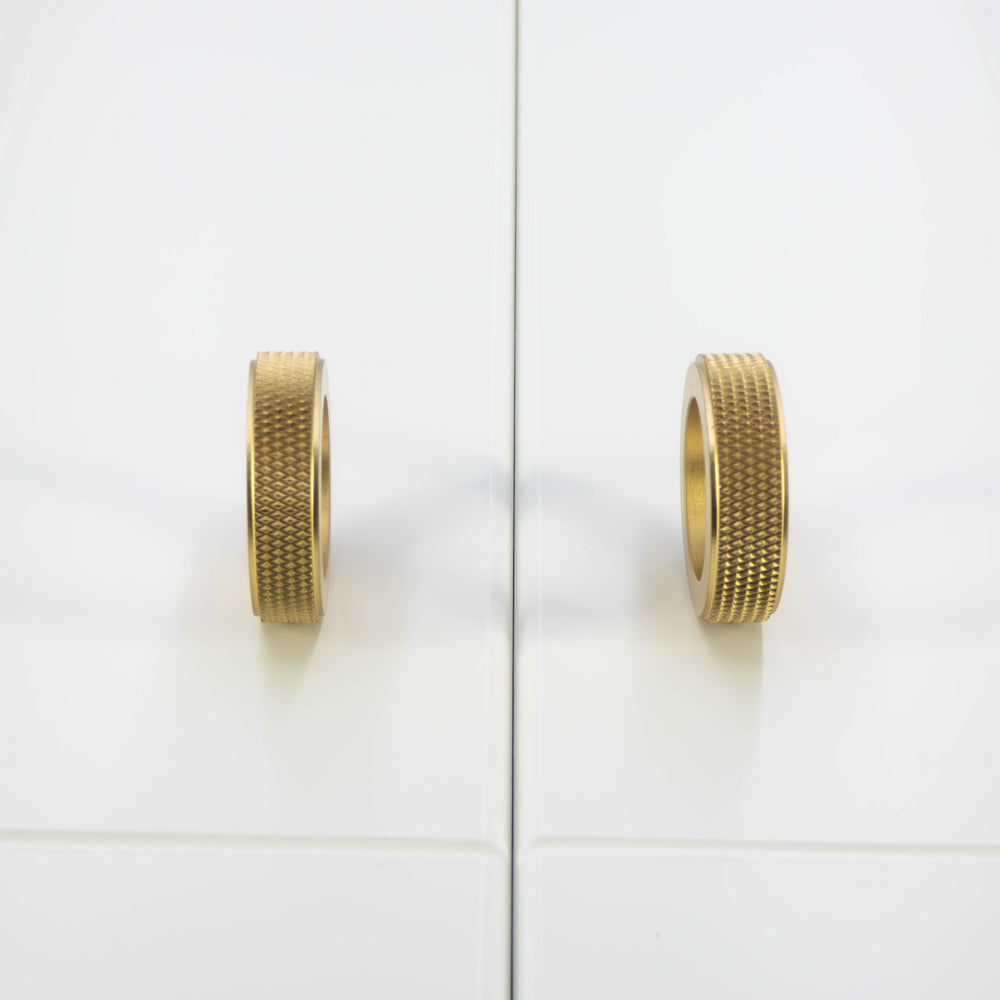 
                  
                    Anillo - Round Ring Knurled Brushed Brass Cabinet Knob
                  
                