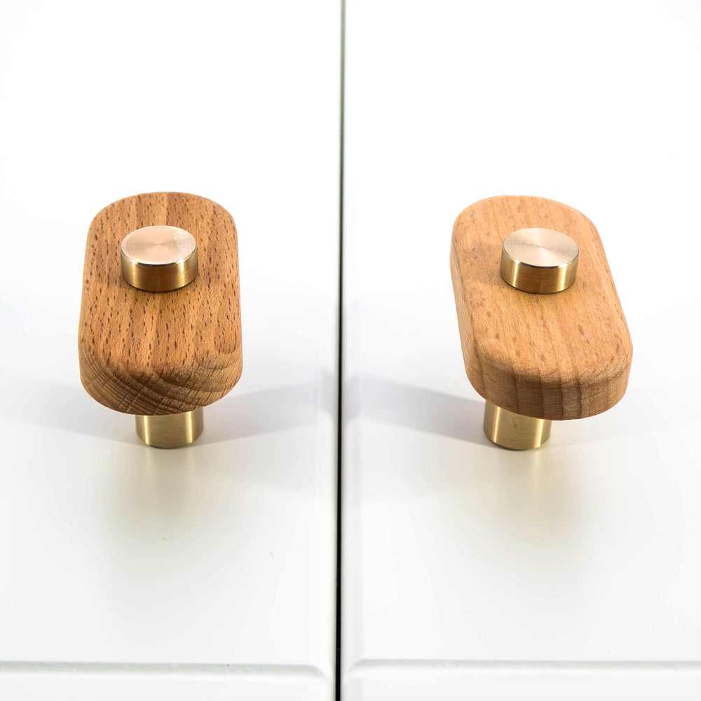 
                  
                    Luke - Beech Wood and Brass Cabinet T-Bar and Pull
                  
                