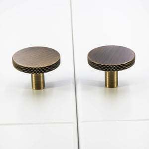 
                  
                    Theo - Round Flat Knurled Brushed Bronze Cabinet Knob
                  
                