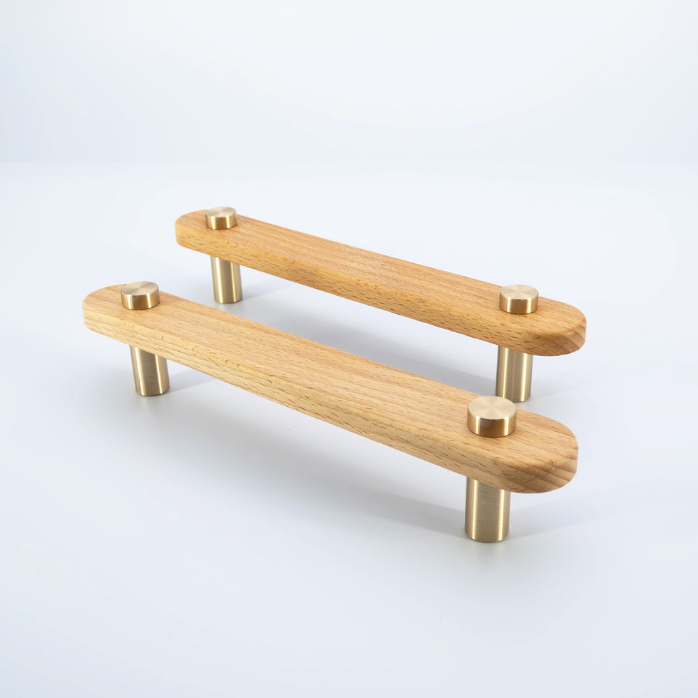 
                  
                    Luke - Beech Wood and Brass Cabinet T-Bar and Pull
                  
                