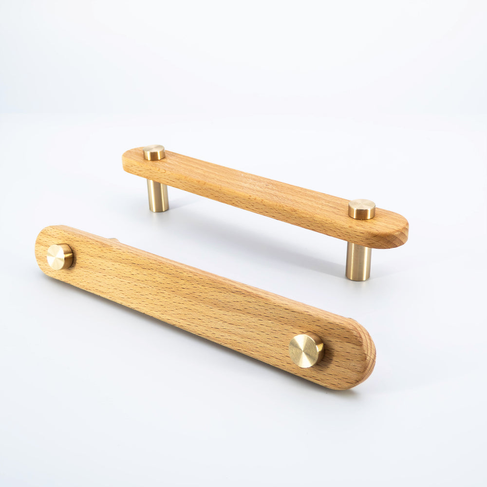 
                  
                    Luke - Beech Wood and Brass Cabinet T-Bar and Pull
                  
                