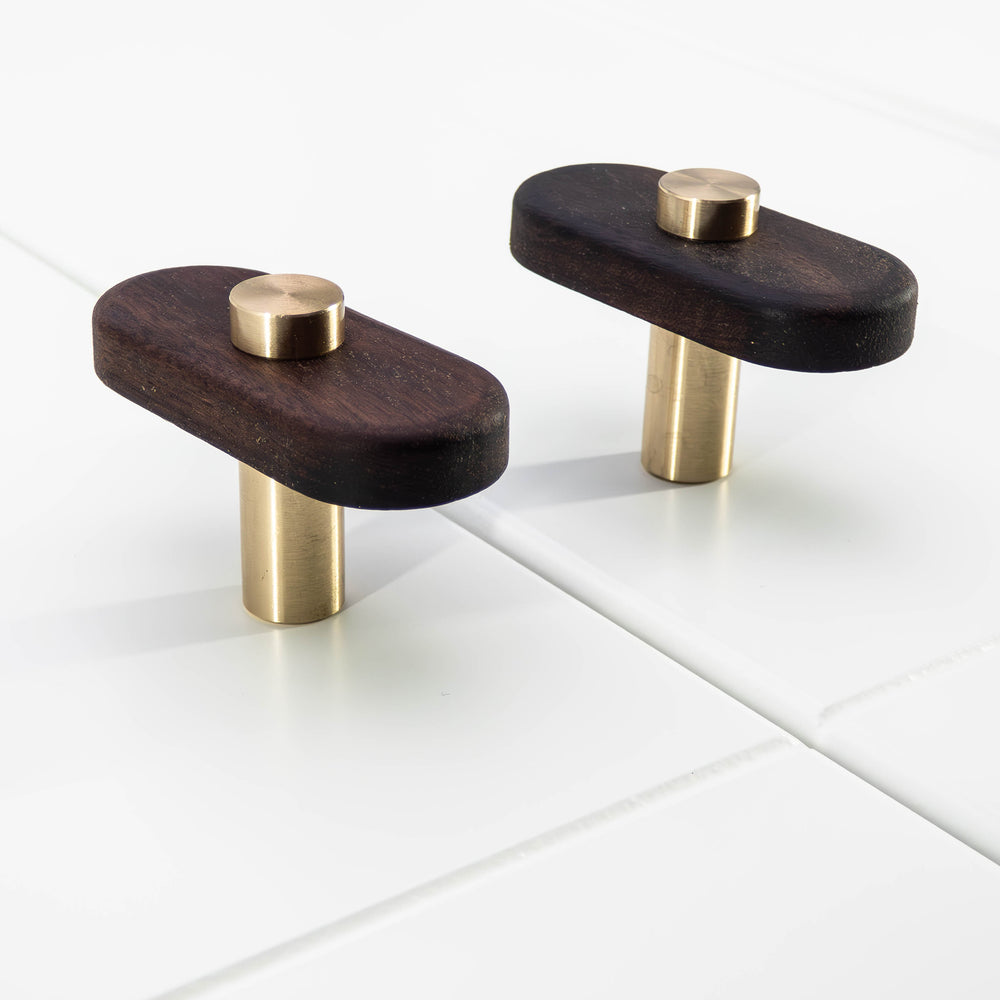 
                  
                    Luke - Walnut Wood and Brass Cabinet Knobs and Drawer Pulls
                  
                