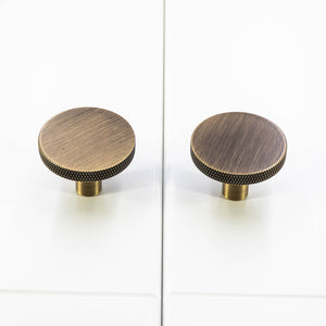 
                  
                    Theo - Round Flat Knurled Brushed Bronze Cabinet Knob
                  
                