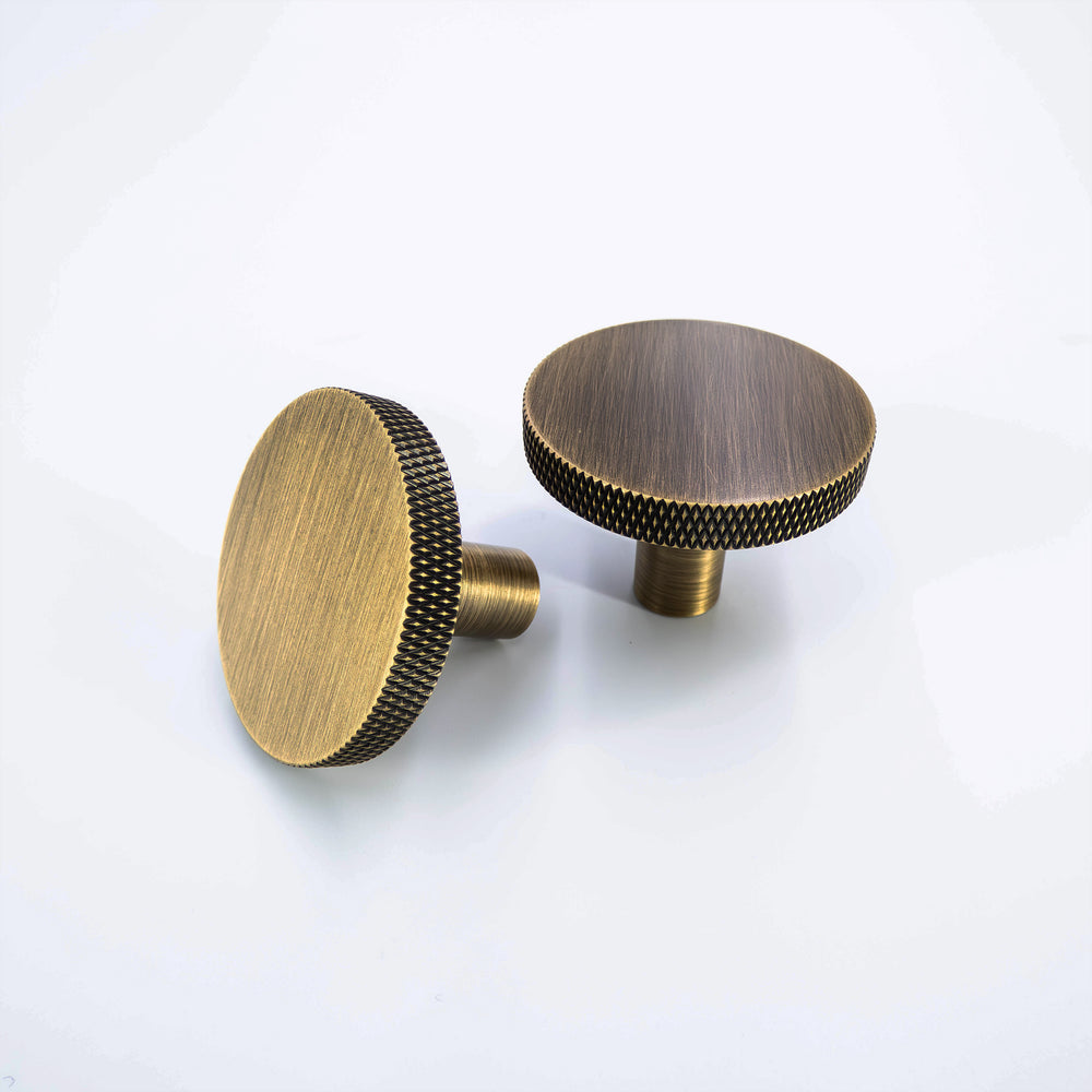 
                  
                    Theo - Round Flat Knurled Brushed Bronze Cabinet Knob
                  
                