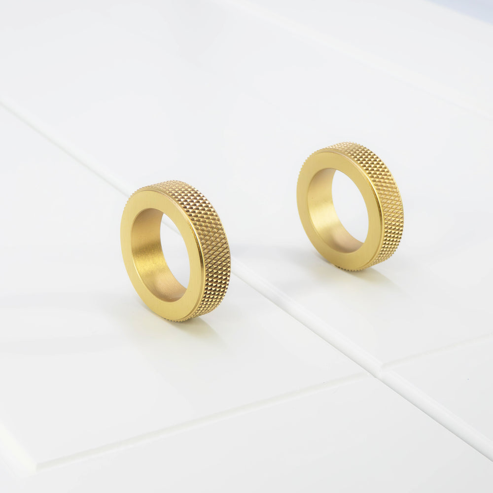 
                  
                    Anillo - Round Ring Knurled Brushed Brass Cabinet Knob
                  
                