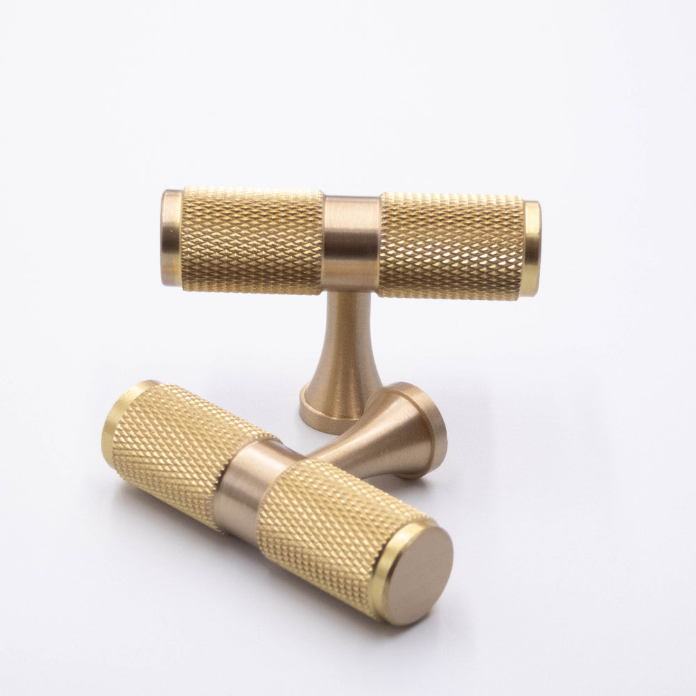 Brass Knurled T-Bars- Brass Knobs and Pulls