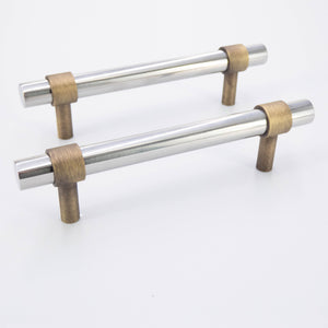 
                  
                    Stainless Steel and Brushed Bronze- Bar Modern Brass Cabinet Drawer Pull, Stainless Steel Kitchen Drawer Handle
                  
                