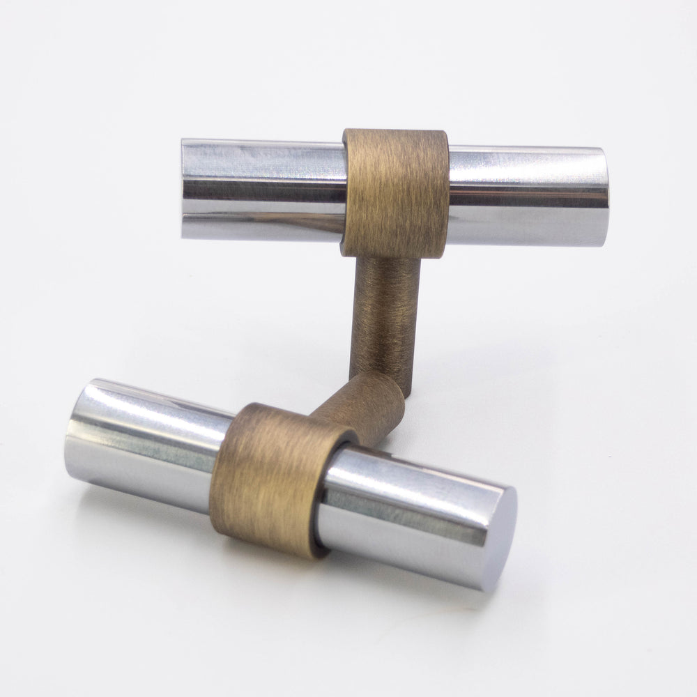 Stainless Steel and Brushed Bronze- Bar Modern Brass Cabinet Drawer Pull, Stainless Steel Kitchen Drawer Handle 2