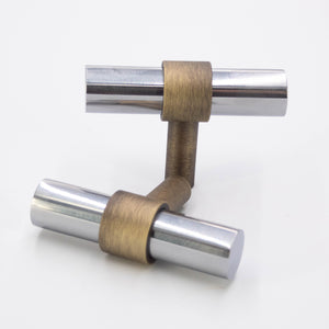 
                  
                    Stainless Steel and Brushed Bronze- Bar Modern Brass Cabinet Drawer Pull, Stainless Steel Kitchen Drawer Handle 2"
                  
                