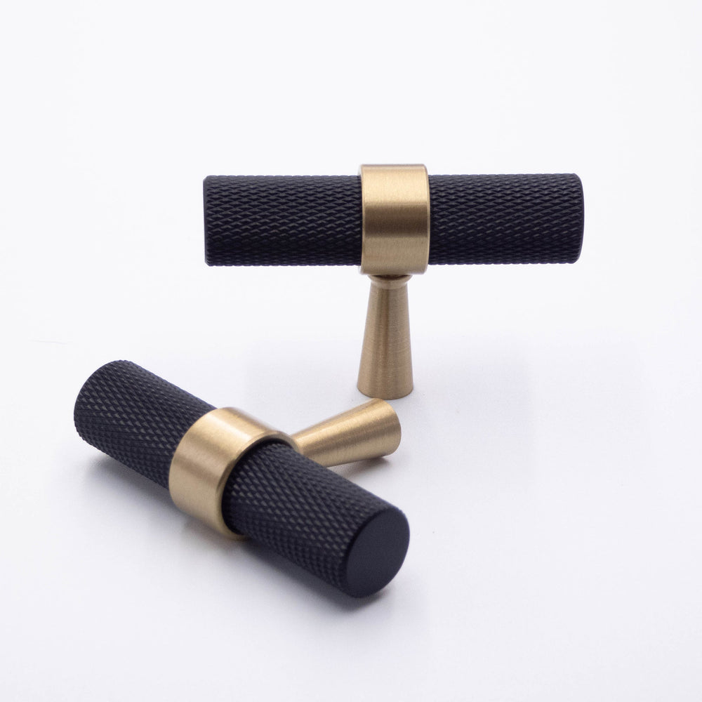 
                  
                    Black and Gold Knurled - Brass Cabinet Pulls
                  
                