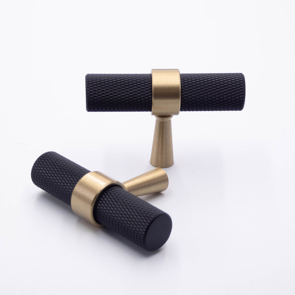 Black and Gold Knurled - Brass Pulls