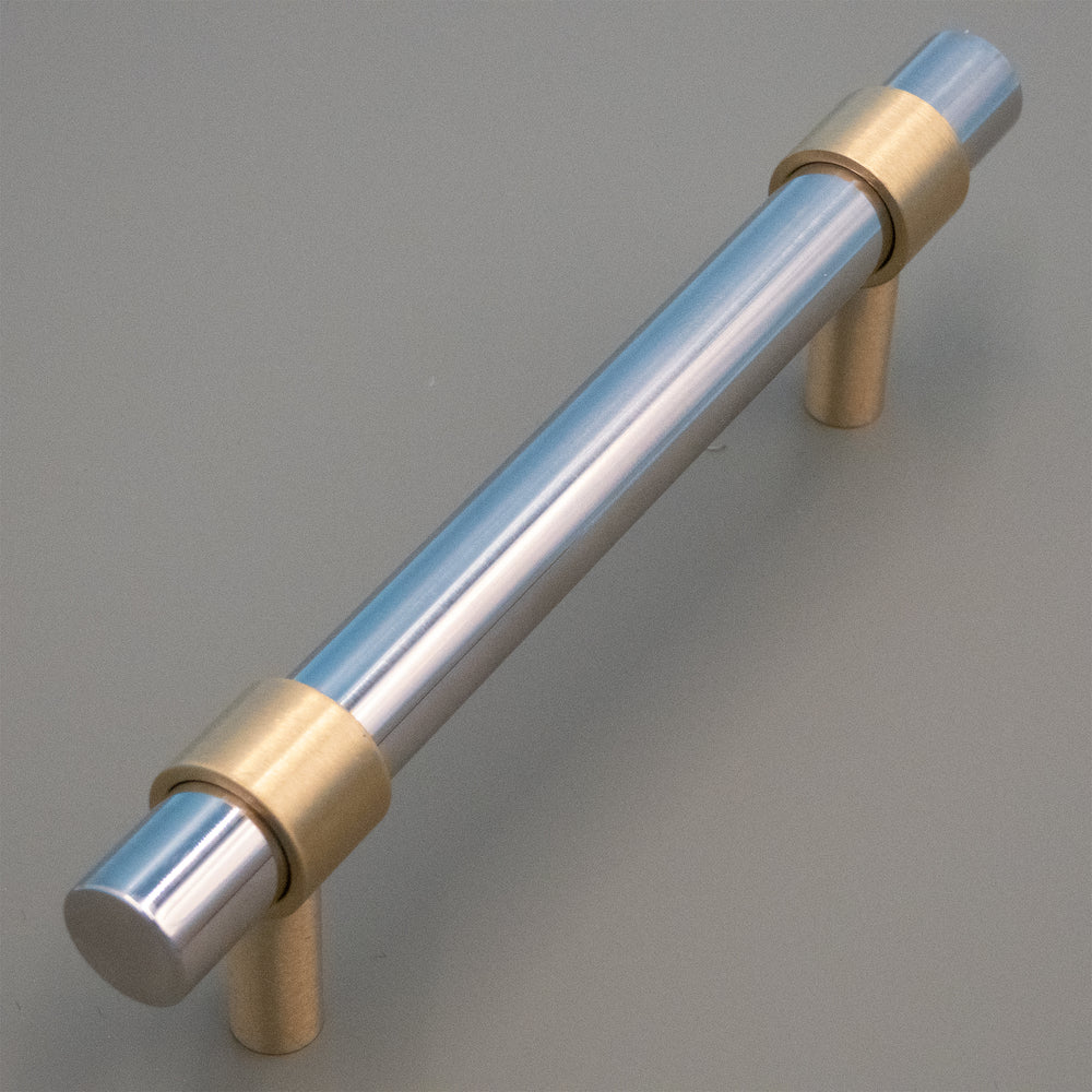 
                  
                    Modern Stainless Steel and Brass Cabinet Pull, Furniture Hardware
                  
                
