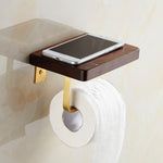 Solid Brass and Walnut Toilet Paper Holder