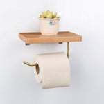 Solid Brass and Beech Toilet Paper Holder