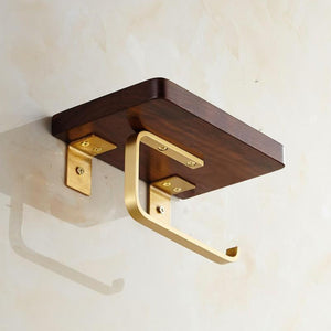 
                  
                    Solid Brass and Walnut Toilet Paper Holder
                  
                