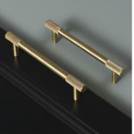 3.78" Knurled Grooved Solid Gold Brass Pull